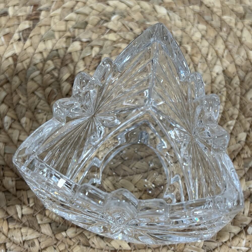 Vintage Mikasa Crystal Fire Blossom Triangle Votive Candle 2 Holders Triangular - Picture 8 of 12